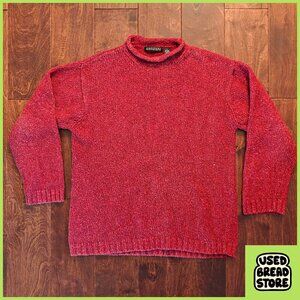 Vintage 90s Structure Red Roll Neck Wool Silk Sweater Size Large Mens Hong Kong